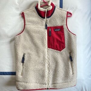 Patagonia women’s Retro-X fleece; red/tan; vest size M
